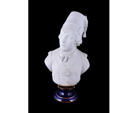  A Sevres biscuit porcelain bust of the French drummer boy and hero of the First Republic, Joseph Bara (Barra),   circa 1895,