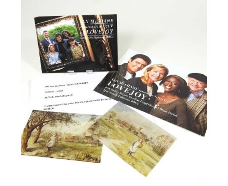 A collection of Lovejoy ephemera, to include invitations and photographs of paintings commissioned for props