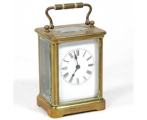 A 20th century brass cased carriage clock, 14cm high overall