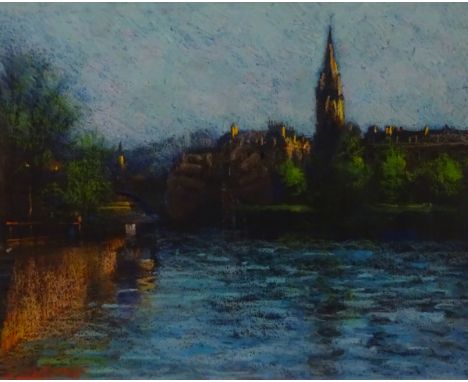 John Mackie (Scottish 1953-): The River at Bath, pastel signed and dated '97,  38cm x 48cmDDS - Artist's resale rights may ap