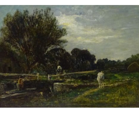 Mark William Fisher (American/British 1841-1923): The Lock Gate, oil on canvas signed 45cm x 59cmProvenance: with the Fine Ar