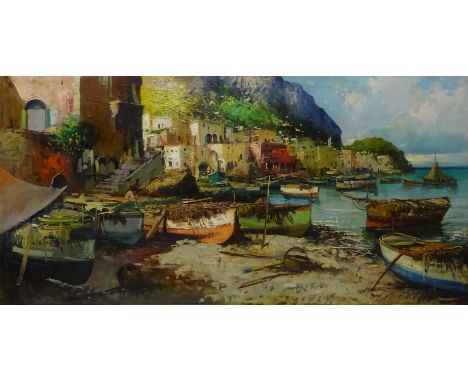 Italian School (20th Century): 'Capri', oil on canvas unsigned, titled and inscribed 'C R D'Oyly John' verso 59cm x 119cm Pro