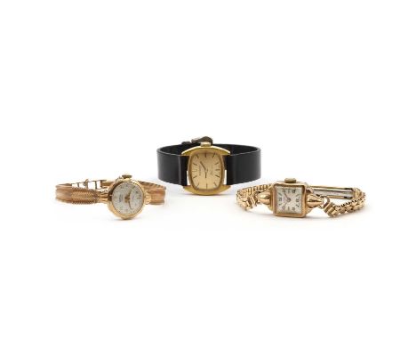 A collection of watches, to include a ladies' 9ct gold Roamer mechanical bracelet watch with integral Milanese bracelet and l