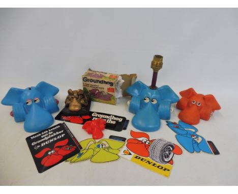 A selection of interesting 1970s Dunlop 'Groundhog' advertising memorabilia.