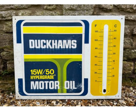 A Duckhams Motor Oil thermometer, lacking tube, 26 x 20".