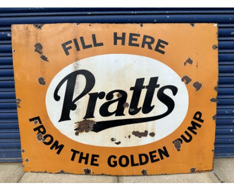 A Pratts 'Fill Here from the Golden Pump enamel sign, 48 x 36".