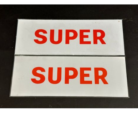 A pair of (BP) Super glass petrol pump brand inserts for Avery 598 pumps.