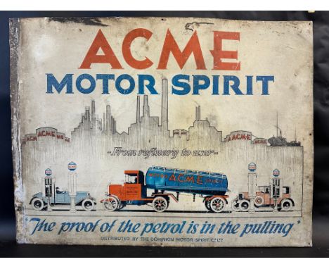 An extremely rare and possibly unique Acme Motor Spirit (distributed by The Dominion Motor Spirit Co. Ltd.) pictorial adverti