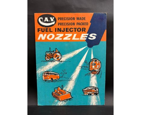 A CAV pictorial showcard for Fuel Injector nozzles depicting various modes of transport including tractor, 15 x 20".
