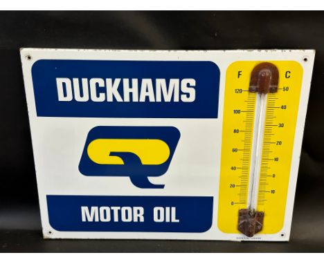 A Duckhams Motor Oil enamel thermometer, in good condition, by Burnham, 26 x 20". 