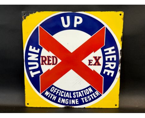 A Redex 'Tune Up Here' enamel sign, with good gloss, 14 x 14".
