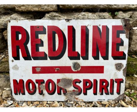 A Redline Motor Spirit rectangular enamel sign, by Protector, unusually single sided, 20 x 14".