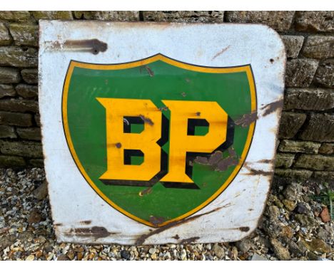 A BP enamel sign with central shield shaped motif, 34 1/2 x 36".