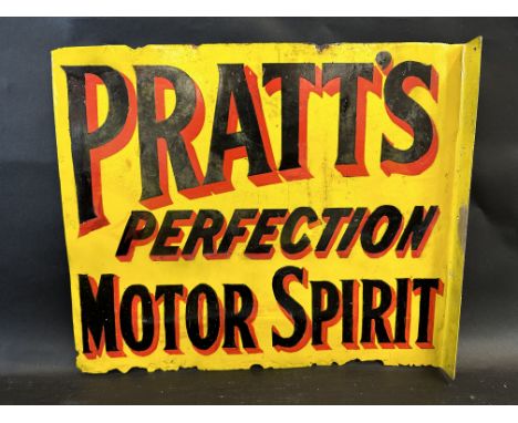 A Pratt's Perfection Motor Spirit double sided enamel sign by Bruton of Palmers, restored, 21 x 18".