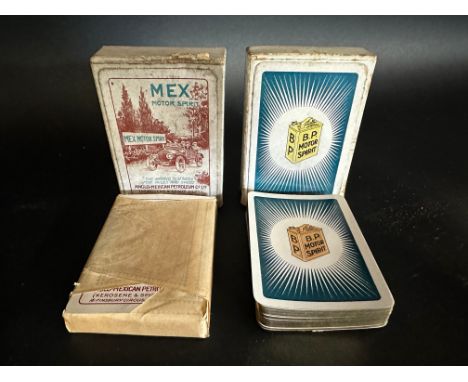 A Mex Motor Spirit set of playing cards, the cards appear sealed, plus a pack of BP Motor Spirit 'Irish Flash' cards.