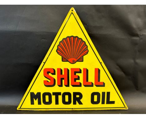 A Continental Shell Motor Oil triangular enamel sign, 29 x 25". 