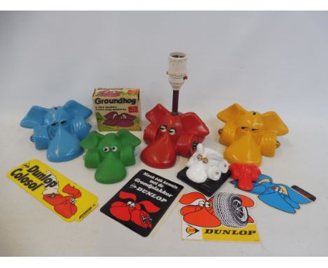 A selection of interesting 1970s Dunlop 'Groundhog' advertising memorabilia.