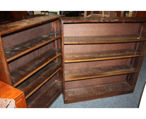 TWO VINTAGE OPEN BOOKCASES - LARGER H- 120 CM W - 119 CM (2)