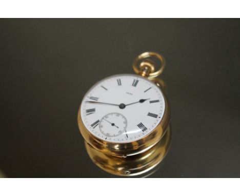 A HALLMARKED 18 CARAT GOLD OPEN FACED MANUAL WIND POCKET WATCH, movement No. 78152, engraved Co-operative Society Army &amp; 