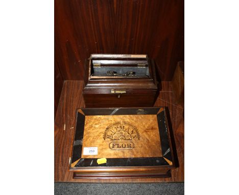 A 'H.UPMANN' CIGAR BOX TOGETHER WITH A TEA CADDY A/F 