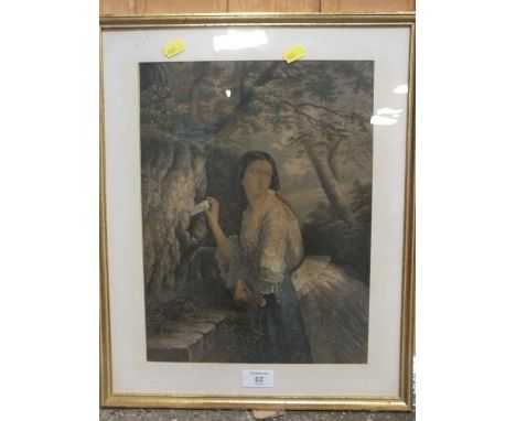 AN ANTIQUE FRAMED &amp; GLAZED BAXTER PRINT ENTITLED THE LOVER'S LETTER 1856