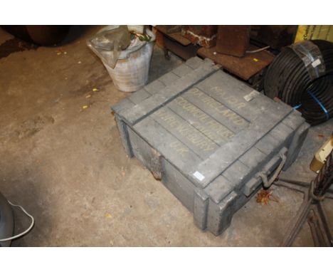 A LARGE WOODEN TRUNK &amp; CONTENTS