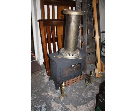 A CAST GAS COAL EFFECT FIRE, WITH FIRE FRONT - VINTAGE HEATER - GLASS CRACKED