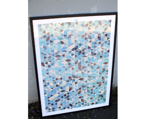KING &amp; McGAW FRAMED AND GLAZED MODERN PRINT, GRUNGE GEOMETRY BY SIMON C. PAGE - OVERALL 113 CM X 82.5 CM