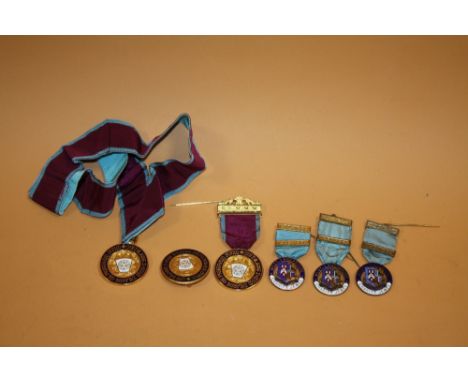 A COLLECTION OF 3 LANCASHIRE ENAMEL BADGES TOGETHER WITH ANOTHER 3 MEDALS