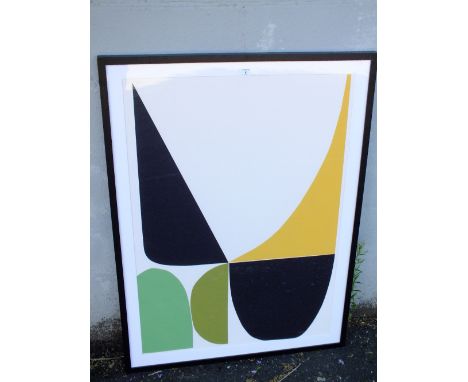 KING &amp; McGAW FRAMED AND GLAZED MODERN PRINT, GREEN &amp; YELLOW BY INALUXE - OVERALL 113 CM X 82.5 CM