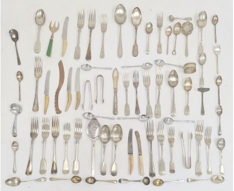 Assorted plated flatware and silver-coloured metal flatware (1 box) 