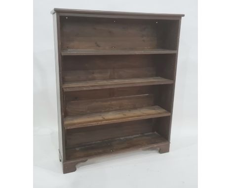 20th century mahogany open bookcase of four shelves, on bracket feet, 104cm x 127cm