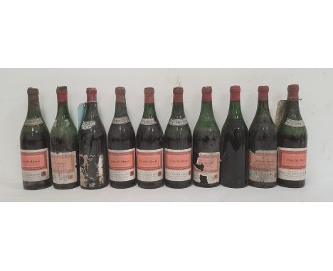 Five bottles of 1962 Clos St Denis shipped by Morgan Furze & Co, London and five bottles of Nuits St Georges (10)  (Provenanc