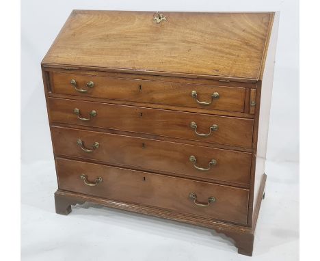 19th century mahogany bureau of four drawers, on bracket feet, 101cm wide