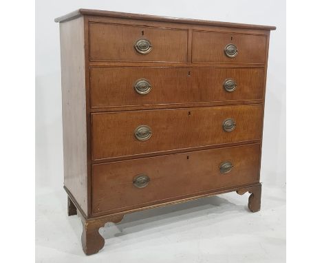 Early 20th century mahogany and banded chest of two short over three long drawers, on bracket feet, 107cm x 108cm