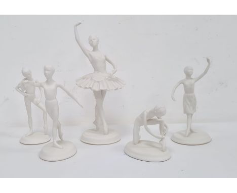 Royal Ballet porcelain sculpture "Princess Aurora" in white bisque and four Royal Ballet bisque figures by Brenda Naylor&nbsp