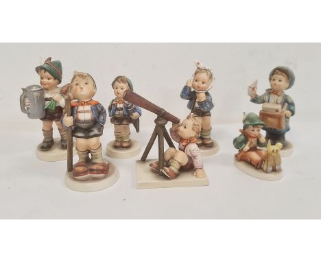 Seven various Hummel figures including boy with telescope, boy with letters and boy with turnips and flagon (some damaged) (7