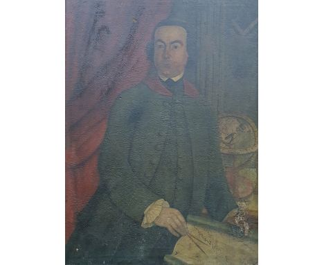 English schoolOil on canvas Portrait of gentleman in mid-18th century dress, possibly Admiral Thomas Smith, the portrait show