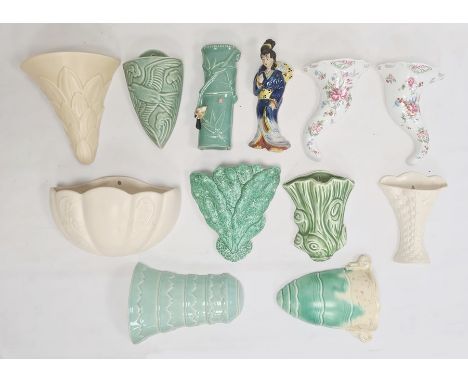 Quantity 20th century pottery wall pockets, Crown Devon, Arthur Wood, Grays, Sylvac and others, two Royal Worcester Compton &