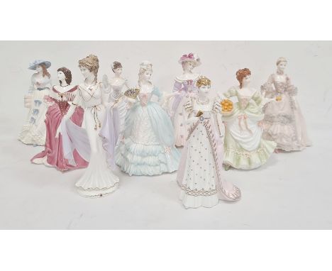 Nine Coalport figures, Helen of Troy, Marie Antoinette, Nell Gwynn, Madame de Pompadour, Mrs Fitzherbert, Empress Josephine, 