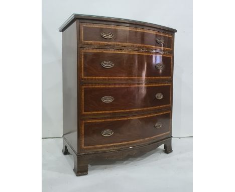 20th century bowfront chest of four long drawers, to bracket feet, 92cm x 110cm