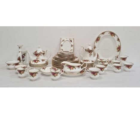 Royal Albert 'Old Country Roses' pattern china part dinner service to include bowls, gravy boat and stand, various cups, sauc