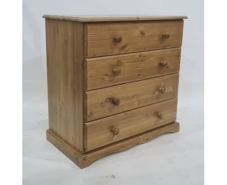 Pine chest of four drawers on bracket feet, 79 x 80cm