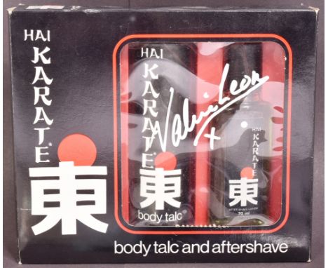 Hai Karate (1960s to 1980s) - an unused vintage Body Talc &amp; Aftershave set of Hai Karate. Signed by Leon to the front win