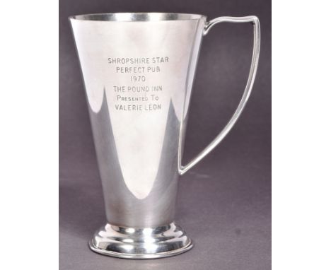 Valerie Leon - an original vintage Shropshire Star presentation silver plated cup given to Valerie Leon as part of the ' Perf