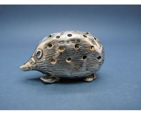 A Novelty Hallmarked Silver Hedgehog Pin Cushion, Levi &amp; Salaman, Birmingham 1910, 4.2cms long (damages).