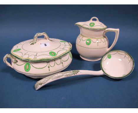 A Royal Doulton "Countess" Pattern Part Dinner Service, registration no. 523784, comprising three graduated oval meat plates,