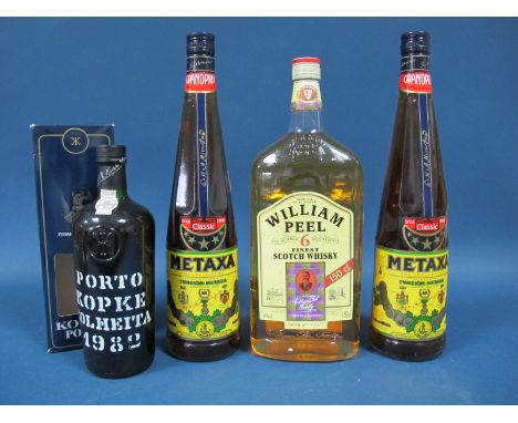 Whisky - William Peel Old Number 6 Traditional Finest Scotch Whisky, 150cl, 40% vol, Bottle No. 7441; Porto Kopke Colheita 19
