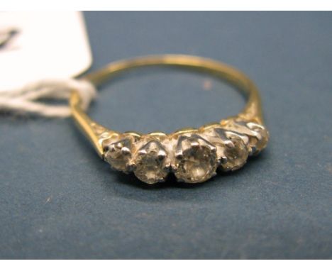 A Five Stone Diamond Ring, claw set throughout with old cut stones. 