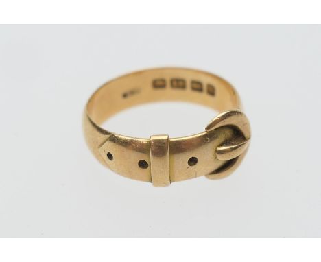 18ct gold belt ring, Birmingham 1901, size R, weight approx. 5.6g (Please note condition is not noted. We strongly advise vie